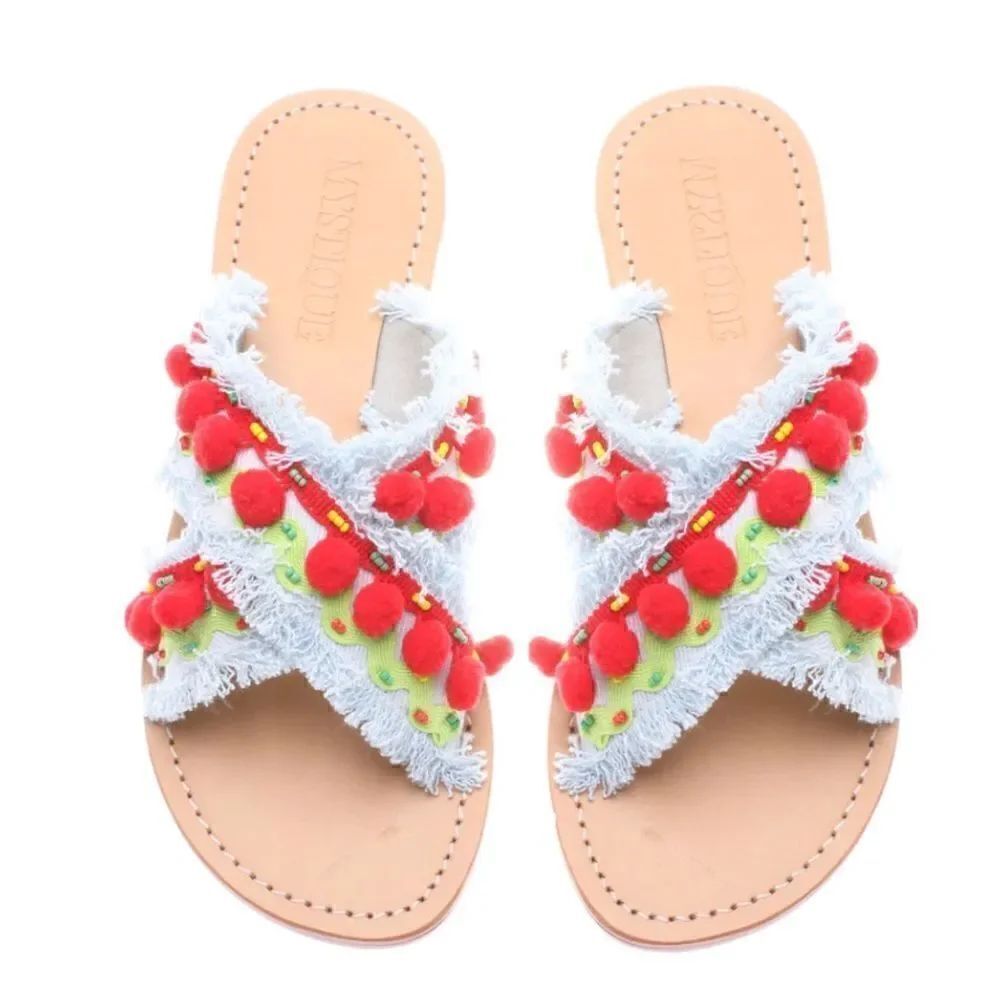 MYSTIOUE Bel Air Sandals In LIGHT DENIM Size 8/ Excellent